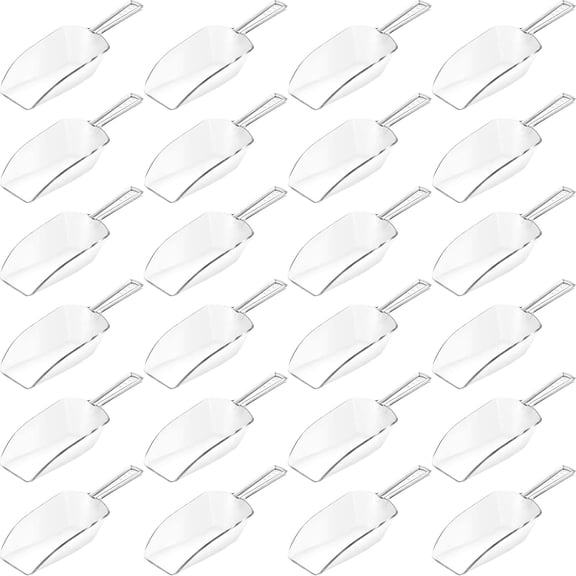 24 Pcs Multi Purpose Ice Scoops Acrylic Clear Plastic Scoop for Containers Candy Popcorn Food Ice Cream Dessert Canisters Jars Buffet Kitchen Bar Wedding Party(4.3")