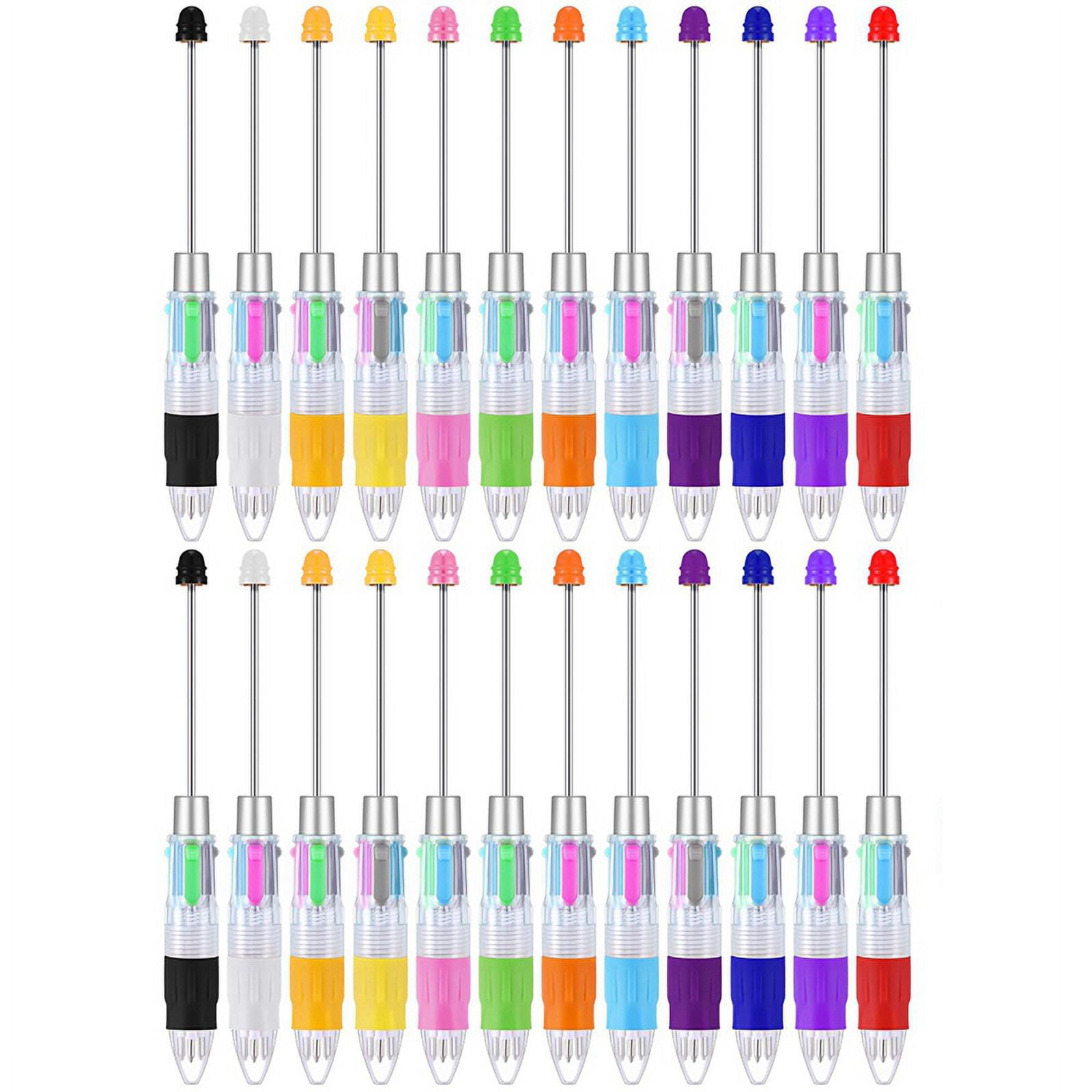 24Pcs Multi-Color Beaded Pens 4-in-1 Colorful Beaded Pens Retractable ...
