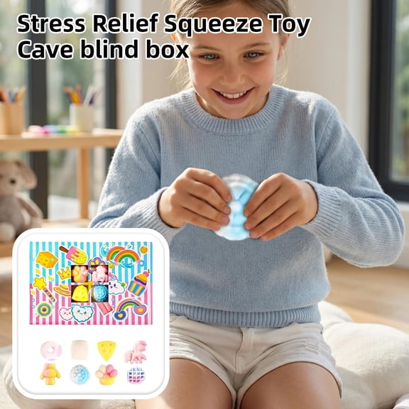 24 Pcs Mystery Squishy Fidget Toys Blind Box, 3D Soft Sensory Stress Balls Set for All Ages, Surprise Squeeze Accessories Pack
