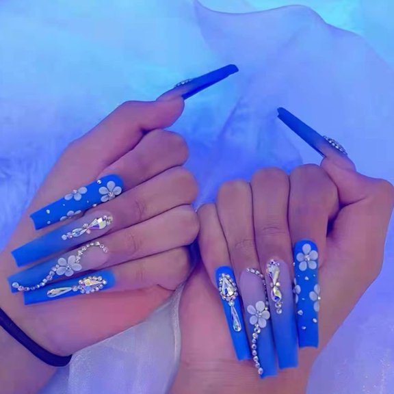 24 Pcs Nails Long Fake Nails Ballet Gradual Change Coffin Acrylic Nails Pink Fake Nails Acrylic Glossy Chinese Design False Nails Prom TaiChi Nails Women's