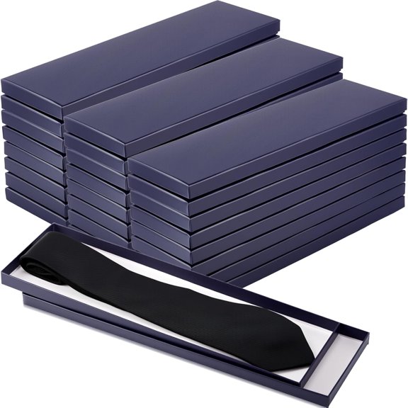 24 Pcs Navy Blue Tie Boxes with Lids 14 x 4.3 x 0.75 Inches Cardboard Gift Boxes
