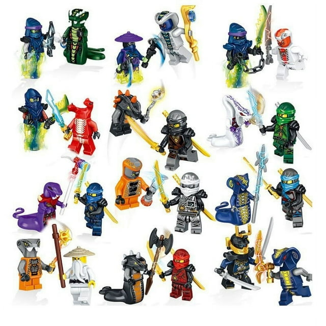24 Pcs Ninja Minifigures Building Blocks Toys Set, Cartoon Anime Ninja War Snake Monster Series Action Figures, Ideal Christmas Birthday Gift for Kids