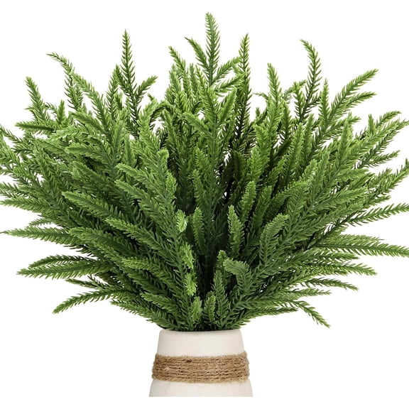 24 Pcs Norfolk Pine Branches Stems Tutuviw 14.9" Artificial Pine Needles Sprigs Norfolk Pine Garland Accessories Winter Fake Christmas Tree Picks Greenery Sprays for Vase Fillers DIY Wreaths,Green
