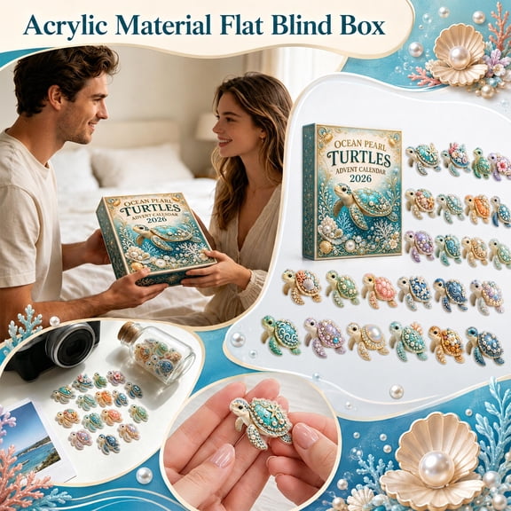 24 Pcs Ocean Pearl Turtles Advent Calendar 2026,1.57 x1.18 In Colorful Acrylic Turtle Collectible Ornaments,24-Day Holiday Countdown Set for Home Table Decoration Beach Themed Home