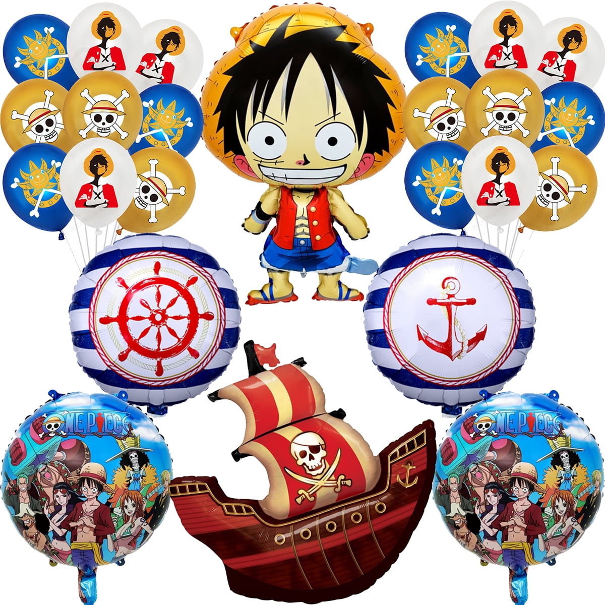 24 Pcs One Piece Birthday Decorations, One Piece Balloons