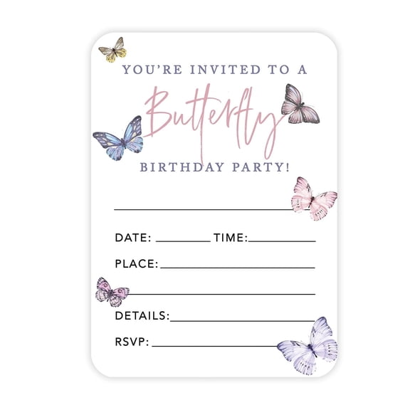 Koyal Wholesale Pastel Mermaid Birthday Paper Invitations for Girls, 1st Birthday, Blank Cards with Envelopes, 24-Pack