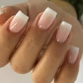 24 Pcs Pink Ombre Press on Nails Short Square Gradient French Cute