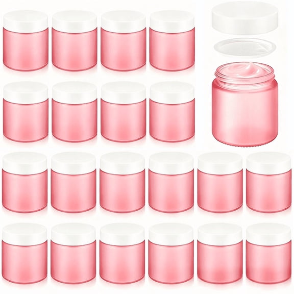 24 Pcs Pink Plastic Storage Jars with Leak Proof Lids for Daily Travel Use, Refillable Round Containers for Cream Lotion Powder and DIY Storage, Portable Organizer Jars for Home and Party Gifts