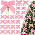 thumbnail image 1 of 24 Pcs Pink Small Velvet Christmas Bows for Christmas Tree, Wreath, Gift Wrapping, Crafts, Wedding, Party, Twist Tie Bows for Treat Bag Bakery Candy Bags, Home Decor, 1 of 6
