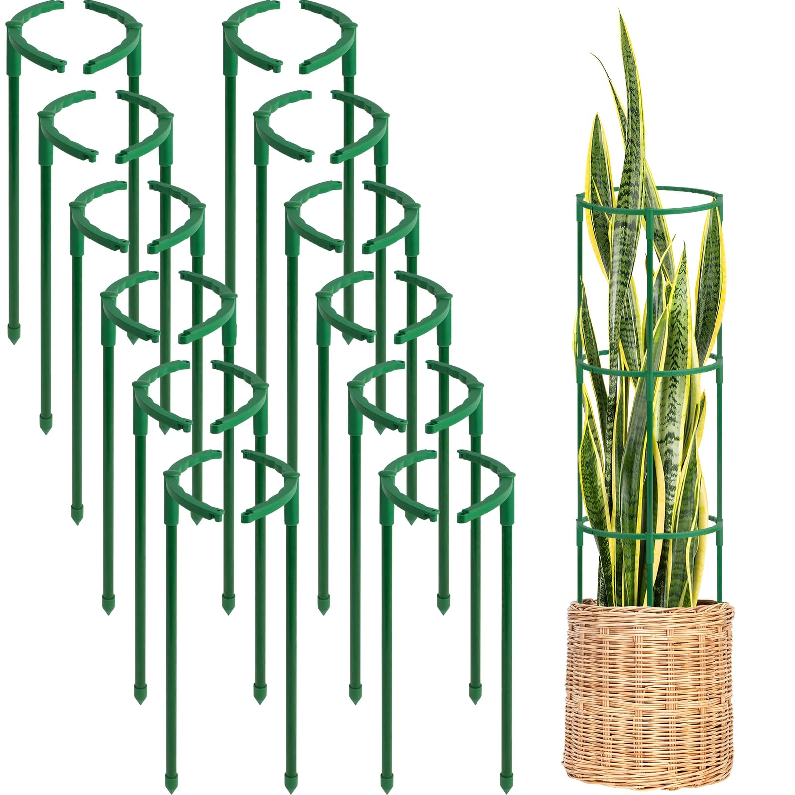 24 Pcs Plant Support Stakes for Indoor and Outdoor Plants, Stackable Garden Flower Supports and Plant Cages for Tomatoes, Monstera, Peonies, Hydrangeas, and Climbing Plants