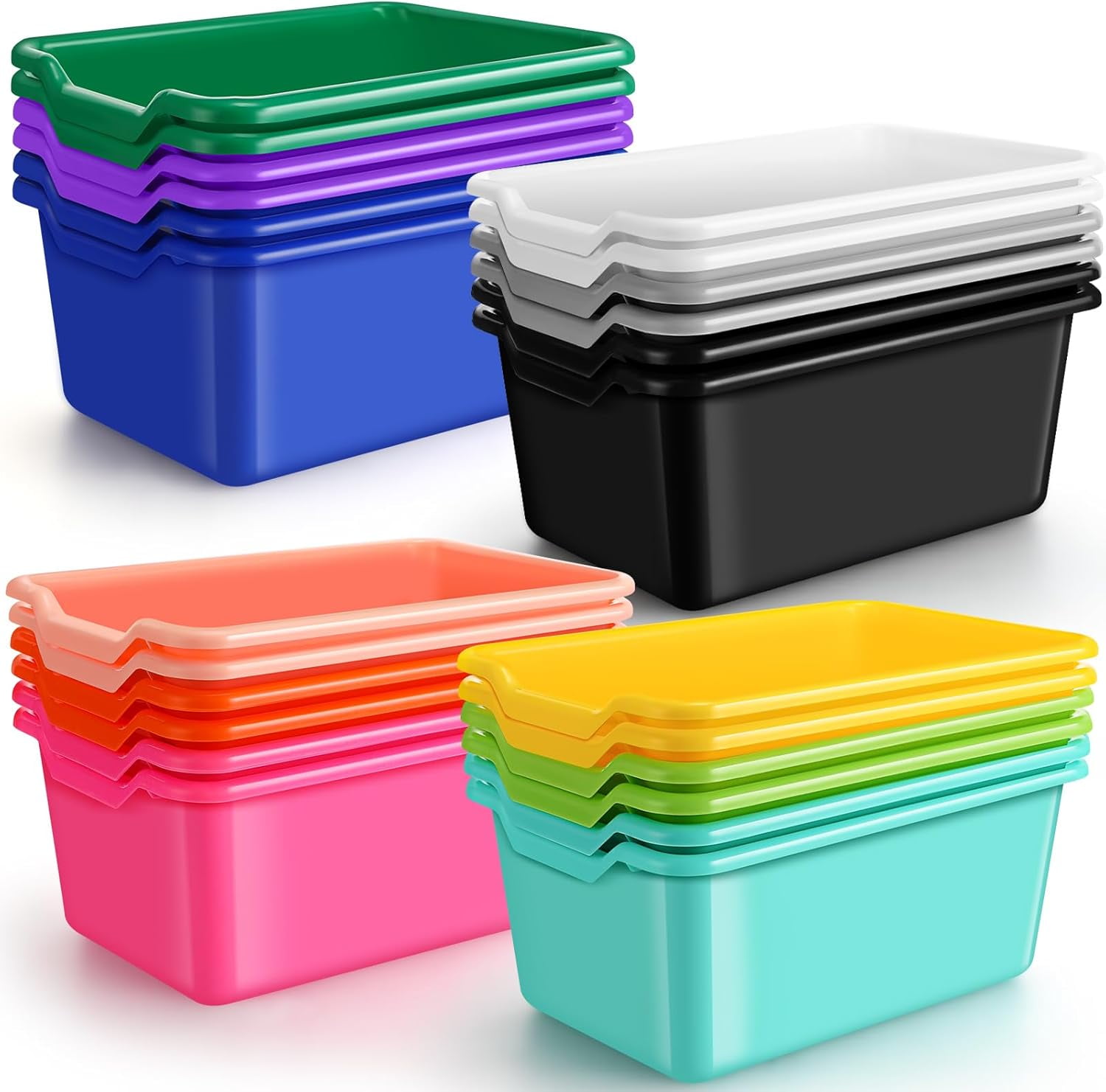 24 Pcs Plastic Cubby Bins Classroom Cubby Organization Book Bins for ...