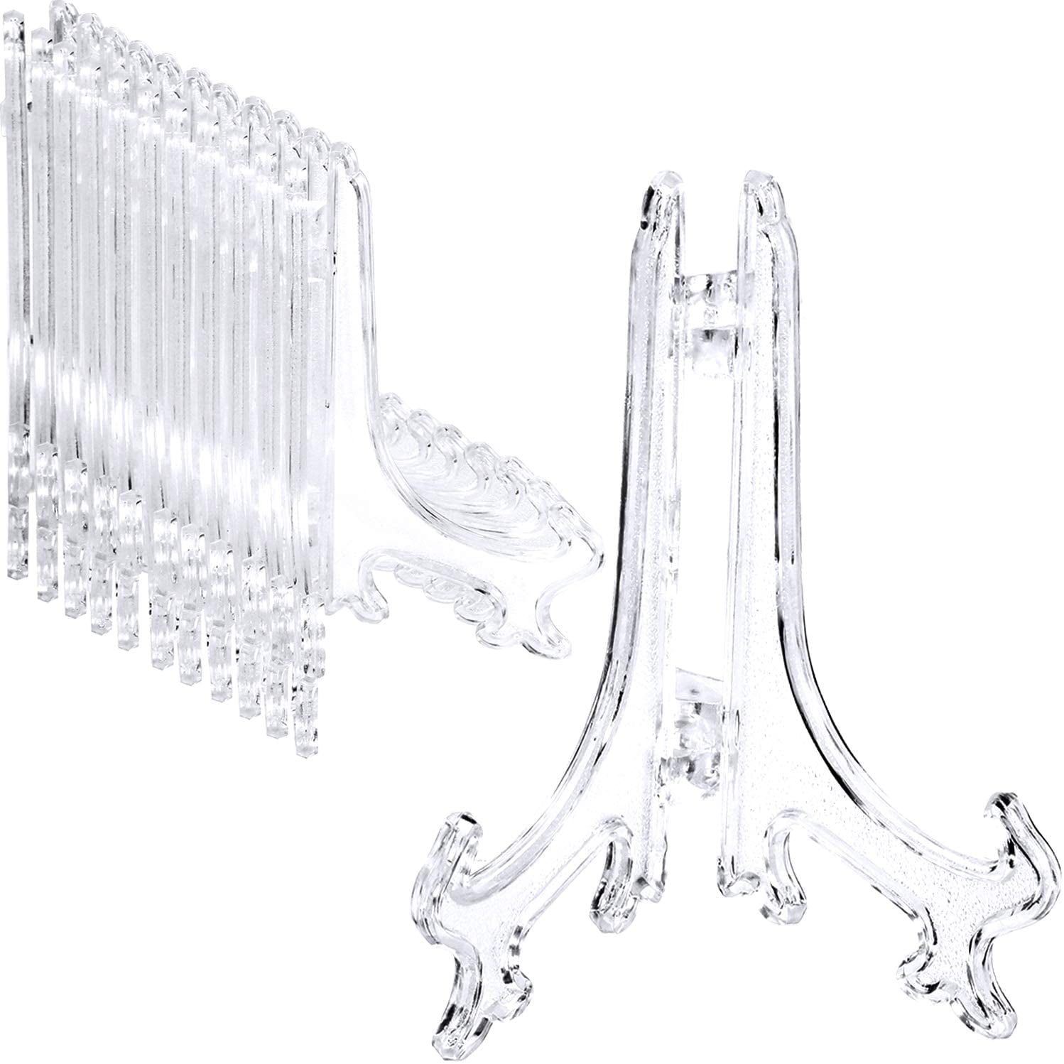 24 Pcs Plastic Easel Plate Display Stands Holders Picture Easel for Wedding Home Decoration(4 Inch,Clear)
