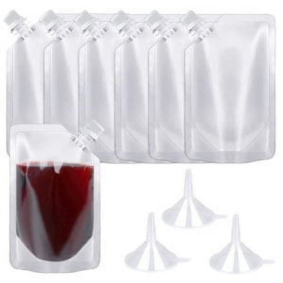 24 Pcs Plastic Flasks, 8 Oz Concealable and Reusable Drink Pouches, Leak-Proof Food Grade Plastic for Travel