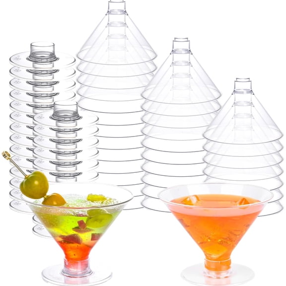 24 Pcs Plastic Martini Glasses Disposable Dessert Glasses Unbreakable Martini Cups Mini Clear Parfait Glasses for Wedding Party Bowl Wine Ice Cream, 5 oz/150 ml, Topboutique