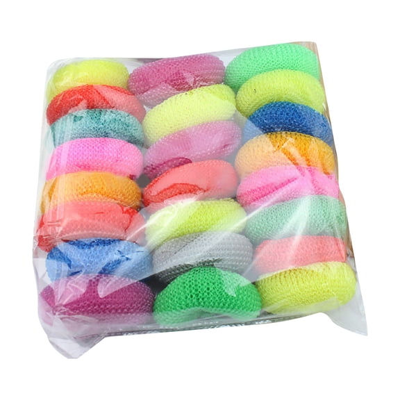 24 Pcs Plastic Mesh Scouring Pads for Dishes Plastic Pot Round Scrubber Scouring Pad Dish Scourers Assorted Colors Mesh Scouring Dish Pads Non-Scratch Scrubbers for Kitchen, 3.14", Multicolor