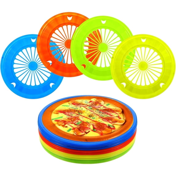 24 Pcs Plastic Paper Plate Holders 10 Inch Reusable Paper Plate Holders Round Plate Holder Bright Colors Paper Plate Dispenser with Snap in Grooves(Blue, Red, Green, Yellow)