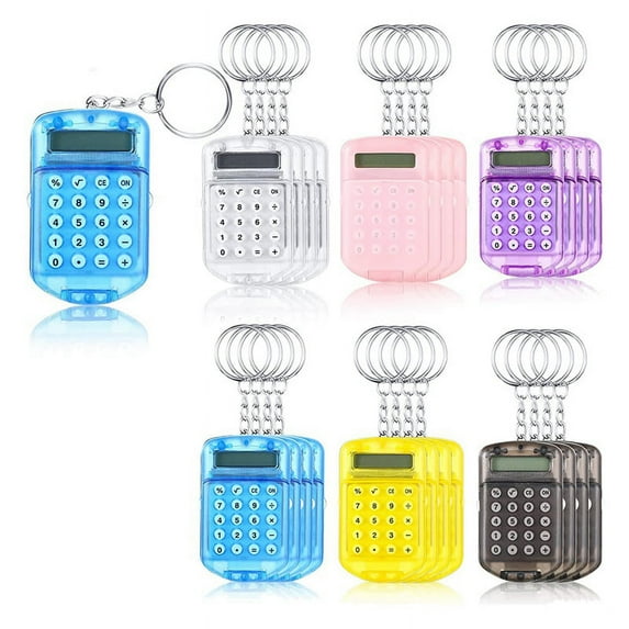 24 Pcs Pocket Calculator Key Ring Mini Clear Flip Portable Calculator 8 Digit Electronic Calculator