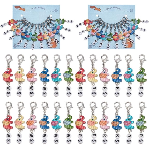 24 Pcs Polka Dot Elephant Stitch Markers Enamel Crochet Stitch Marker Charms Removable Lobster Claw Clasps Locking Stitch Marker for Knitting Weaving Sewing Jewelry Making diy Mixed Color