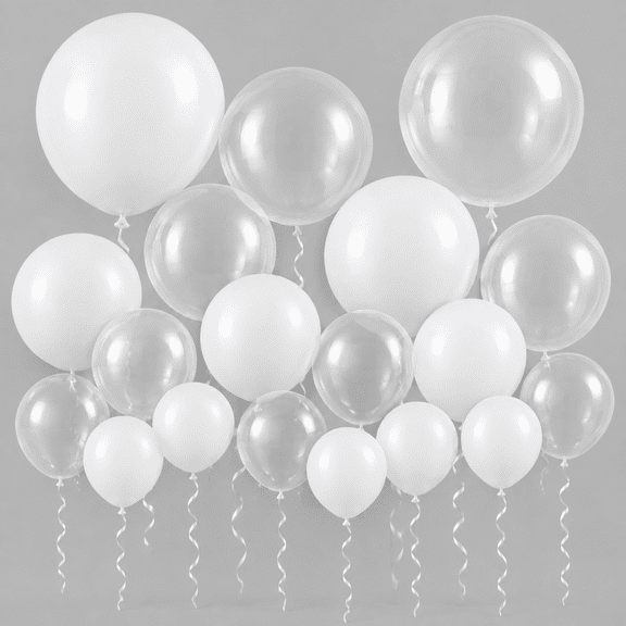 24 Pcs Pool Giant Balloons 36/24/18 Inch Latex Balloons, White
