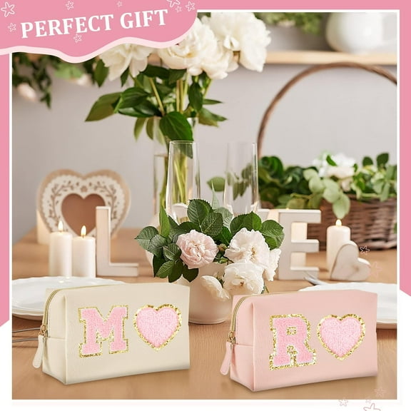 24 Pcs Preppy Makeup Bag PU Leather Cosmetic Pouch Waterproof Toiletry Travel Organizer