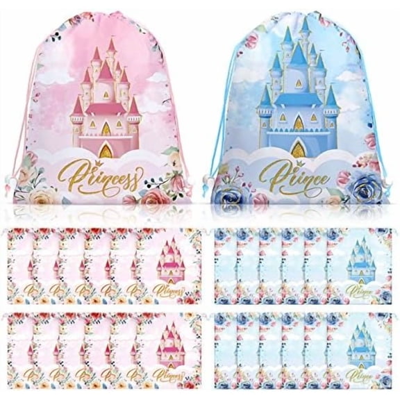 24 Pcs Princess Party Favor Bags Princess Goodie Drawstring Bags Pink Blue Castle Gift Pack for Birthday Baby Shower Decoration Supplies 11.8 x 9.8''$$Home Decor, Kitchen, & Other