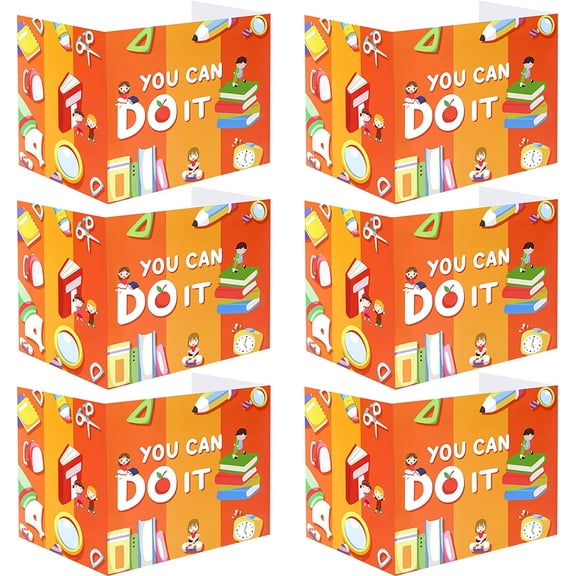 24 Pcs Privacy Boards for Student Desks Bright Colored Classroom Desk Divider Trifold Table Desk Privacy Panel Folders Screen Partition for School Teacher Student Study Test Home(Pen)