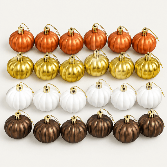 24 Pcs Pumpkin Hanging Ornaments Fall Mini Pumpkin Hanging Tree Ornaments Thanksgiving Pumpkin Ball Hanging Decorations for Fall Thanksgiving Harvest Home Tree Party Supplies