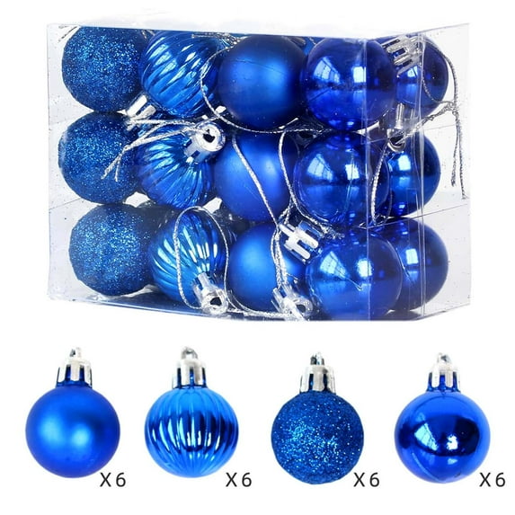 24 Pcs Purple Christmas Balls Ornaments 1.18" Shatterproof Plastic Baubles Set, Glitter Matte Electroplated Mini Christmas Tree Decorations Hanging Ball Set for Holiday Party Wedding Home Décor