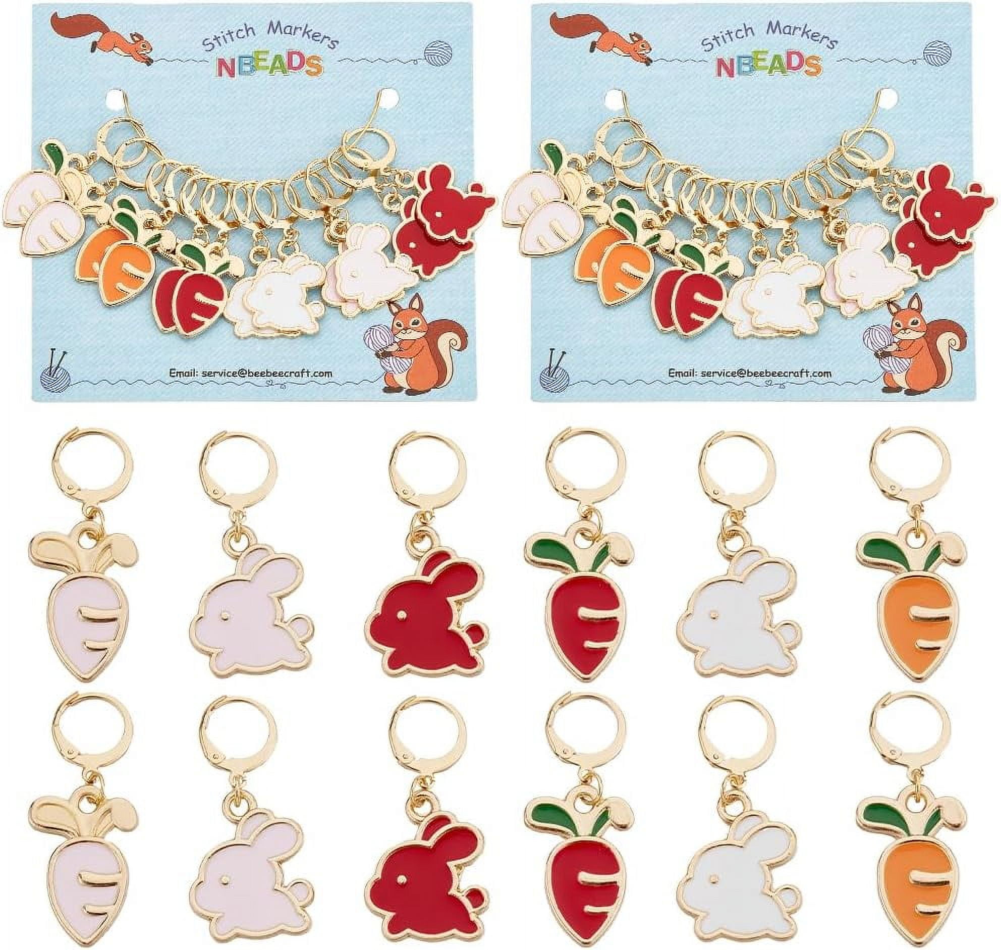24 Pcs Rabbit Carrot Stitch Markers, Enamel Alloy Crochet Stitch Marker ...