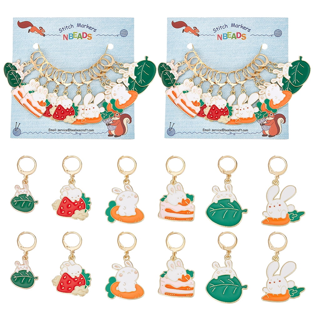 24 Pcs Rabbit Stitch Markers 6 Styles Alloy Enamel Crochet Stitch ...