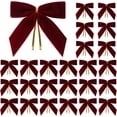 thumbnail image 1 of 24 Pcs Red Small Velvet Christmas Bows for Christmas Tree, Wreath, Gift Wrapping, Crafts, Wedding, Party, Twist Tie Bows for Treat Bag Bakery Candy Bags, Home Decor, 1 of 6