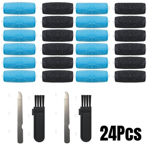 24 Pcs Replacement Rollers Head Refills Compatible with Amope Pedi-Perfect Pro Electric Callus Remover Foot File