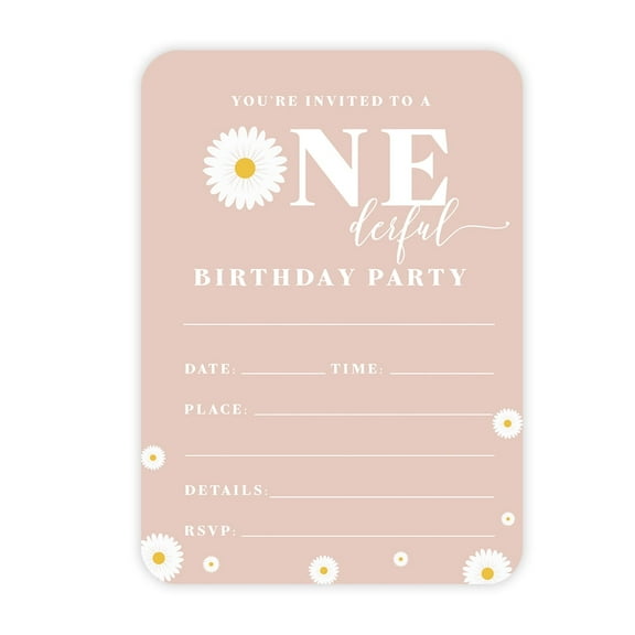 24 Pcs Retro Daisy Birthday Party Blank Invitations with Envelopes Party Supplies