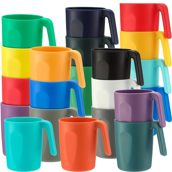 24 Pcs Reusable Plastic Cups with Handle,Ideal for Coffee Tea Smoothies,16 Oz Multicolor Lightweight Unbreakable Frosted Drinking Cups for Home Kitchen Party Camping Offices Daily Drinks