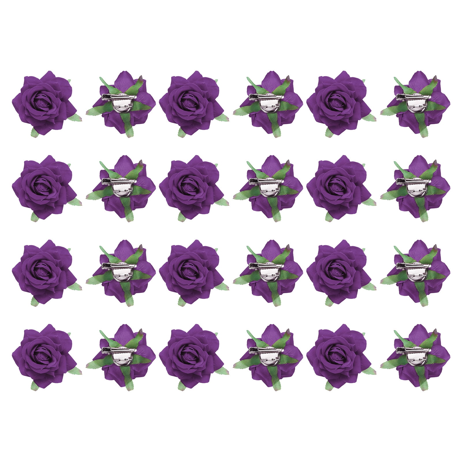 24 Pcs Rose Flower Hair Clips 3 Inch Flower Hair Pins for Women Hair Accessories Dark Purple