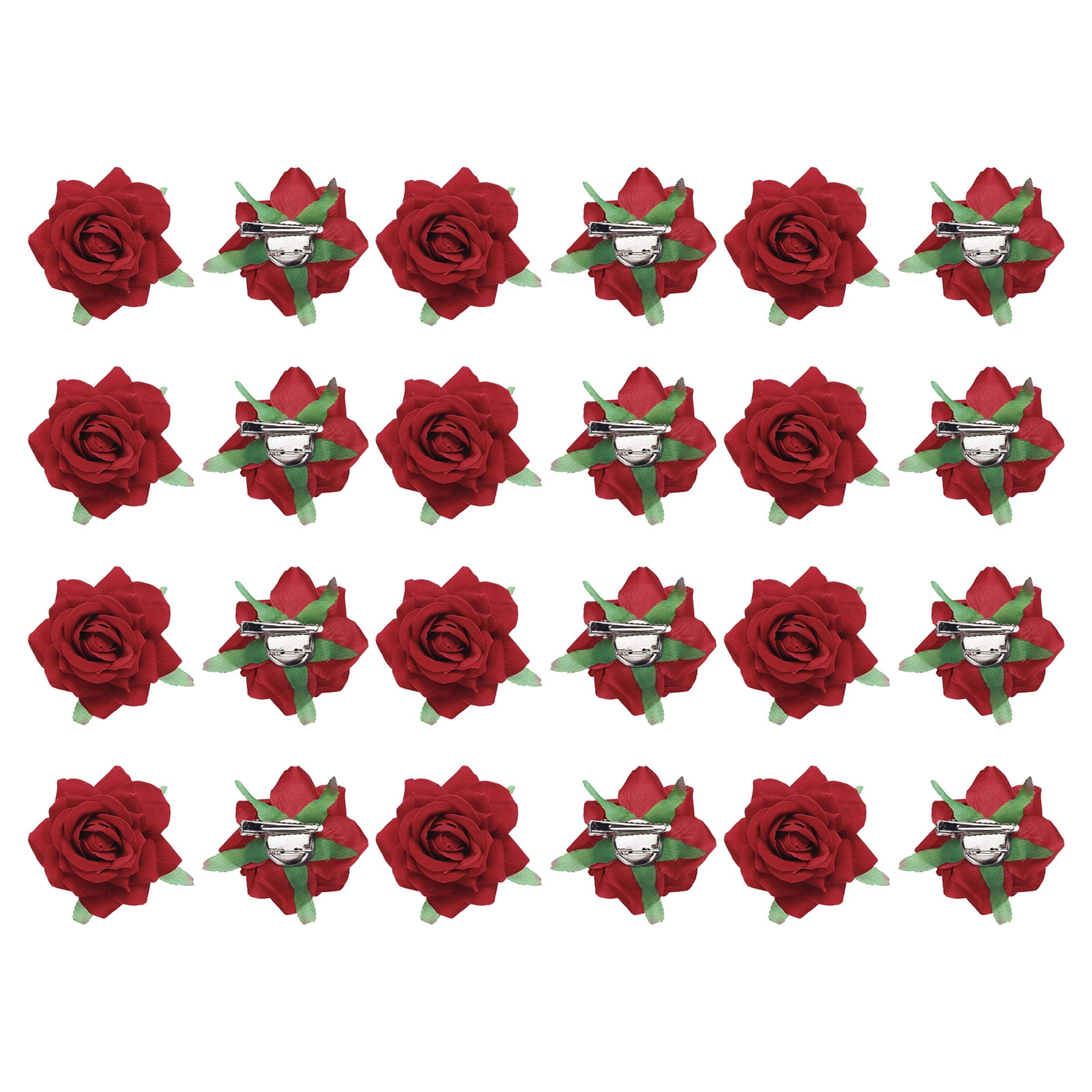 24 Pcs Rose Flower Hair Clips 3 Inch Flower Hair Pins for Women Hair Accessories Red