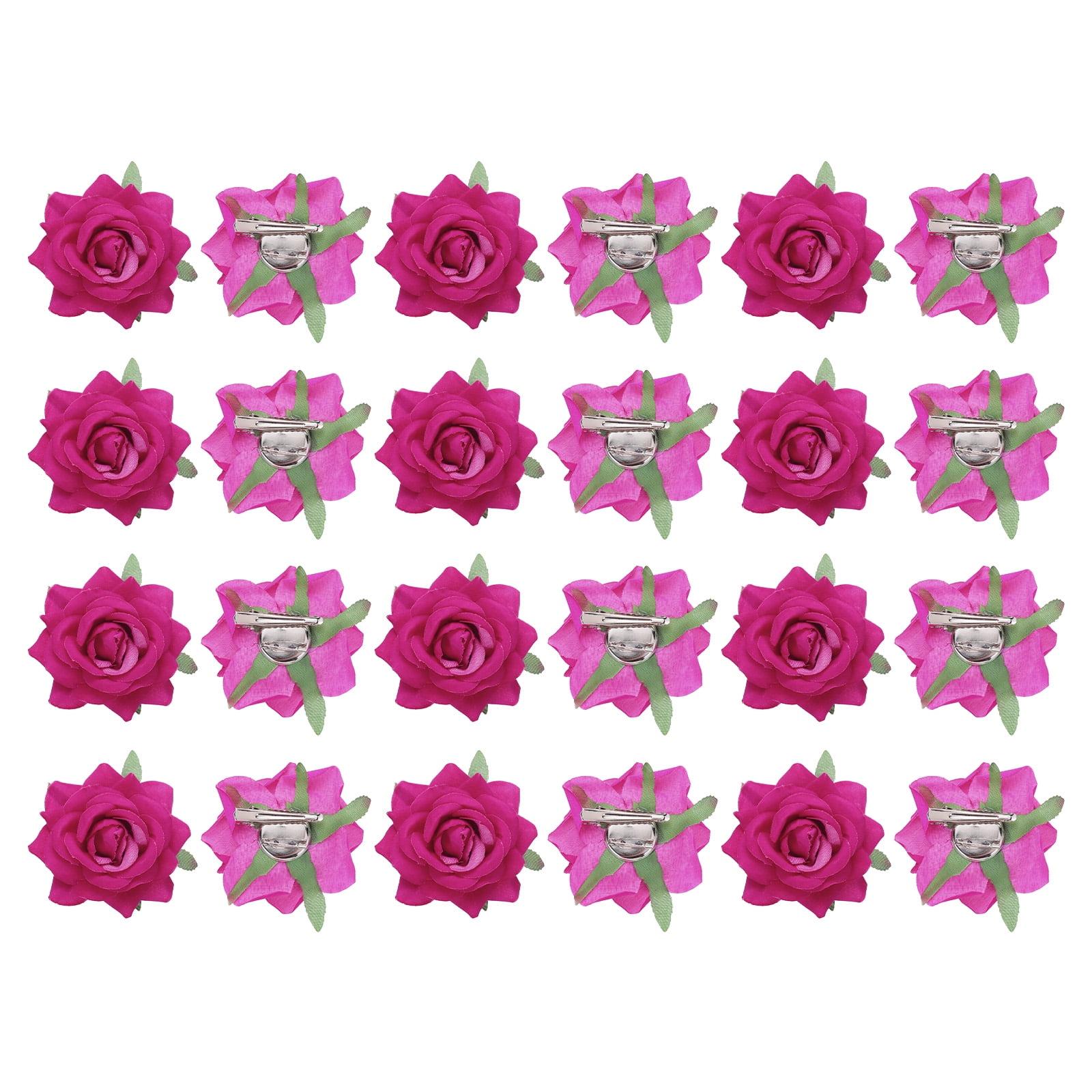 24 Pcs Rose Flower Hair Clips 3 Inch Flower Hair Pins for Women Hair Accessories Rose Red