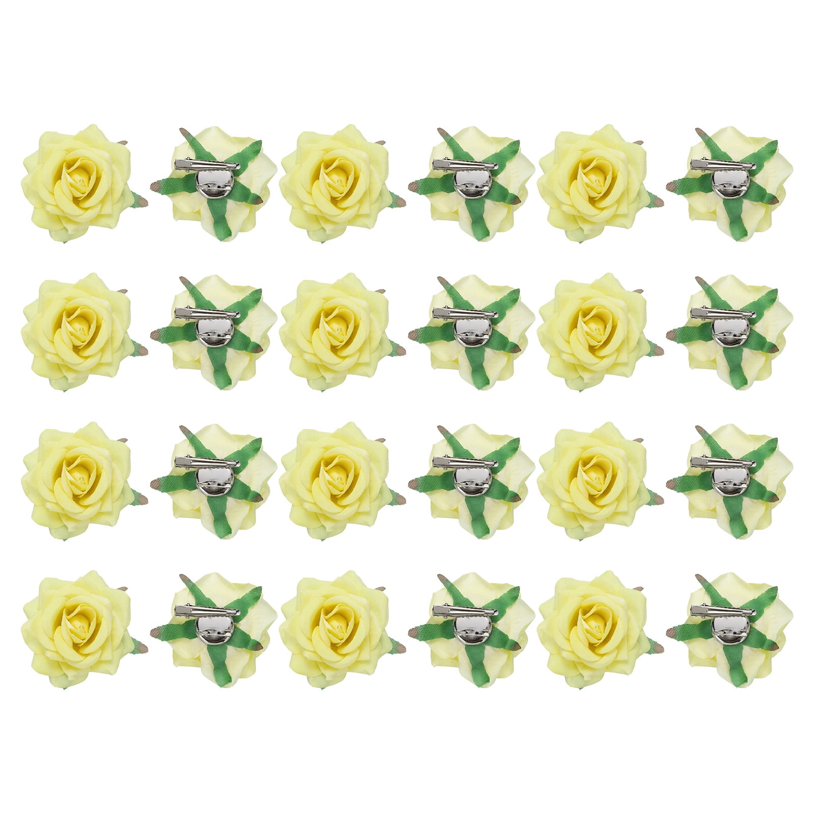 24 Pcs Rose Flower Hair Clips 3 Inch Flower Hair Pins for Women Hair Accessories Yellow