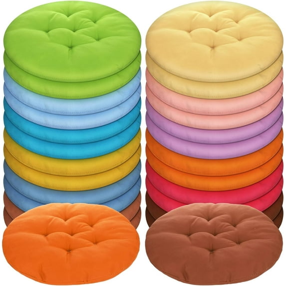 24 Pcs Round Floor Cushions Floor Pillows Meditation Seat Pillows Flexible Seating for Adults Kids 12 Colors Chair Cushions for Classroom, Nursery, Living Room, Yoga(Colorful,Medium 15.7 Inch)