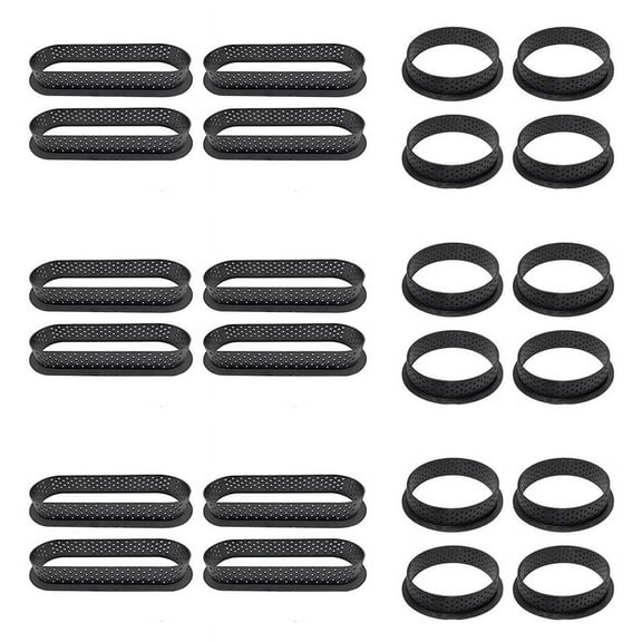 24 Pcs Round & Oval Tart Rings Heat- Perforated Cake Mousse Ring Non Stick Bakeware Mini Cake Mold Cake Rings
