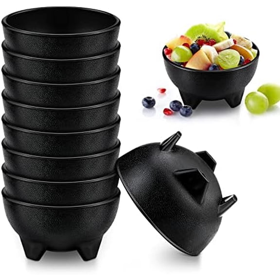 24 Pcs Salsa Bowls for Party 13.5 oz Plastic Mexican Bowls 4.9" Diameter Guacamole Chip and Salsa Serving Dish Molcajete Bowl for Party Fiesta Chipotle Sauce Food Candy(Black)