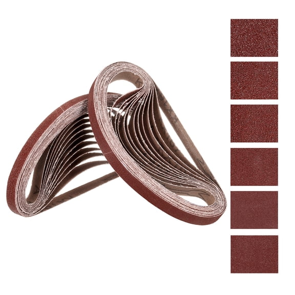 24 Pcs Sanding Belts 3/8 x 13 Inch 40/60/80/120/180/240 Grit Aluminum Oxide Abrasive Sandpaper for Metal Grinding Weld Rust Removal