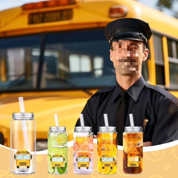 24 Pcs School Bus Driver Gift Cup Bulk, School Bus Driver Appreciation Gifts 4 oz Plastic Cup Thank You for Always Going The Extra Mile Tumbler with Lids and Straws for Men Drivers