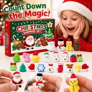 24 Pcs Set Christmas Advent Calendar with Festive Figurines, Holiday Surprise Blind Box for Student, Gift Countdown Christmas Ornaments