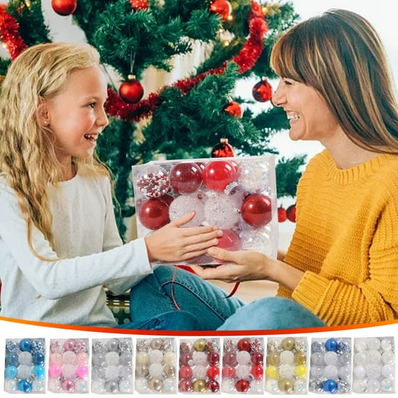 24 Pcs Shatterproof Christmas Ball Ornaments - 60mm/2.36" Red, Gold, and Glitter Christmas Decorations for Tree, Wedding, and Party Decor