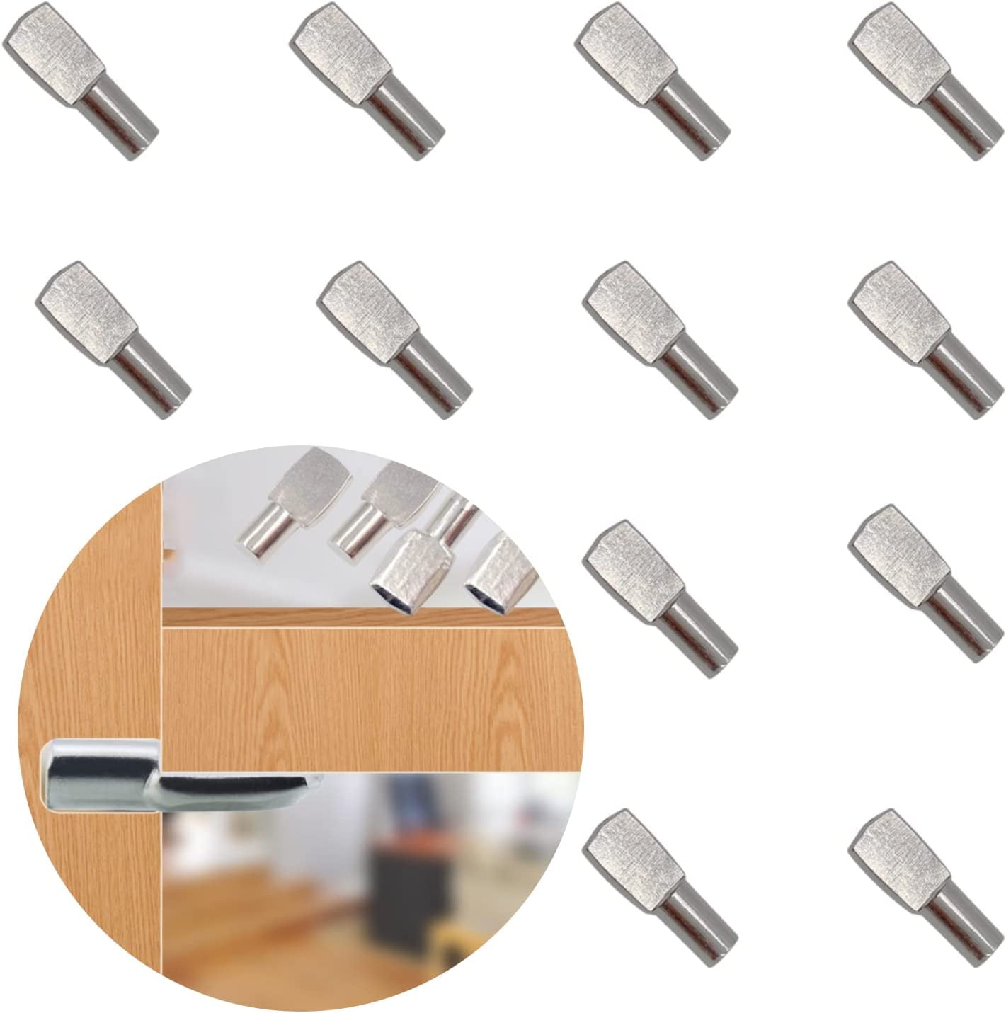 24 Pcs Shelf Support Pin Nickel Plated Metal Shelf Dowel Metal Pin