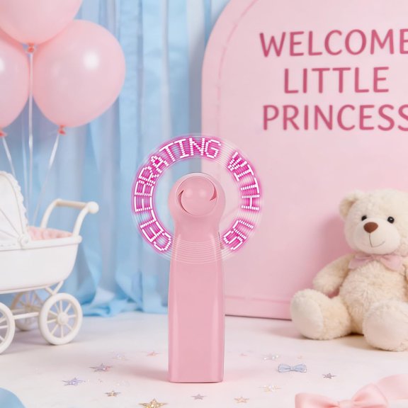 24 Pcs Shower Portable Handheld Fans Bulk LED Battery Powered Personal Fans for Gender Reveal Party Favors