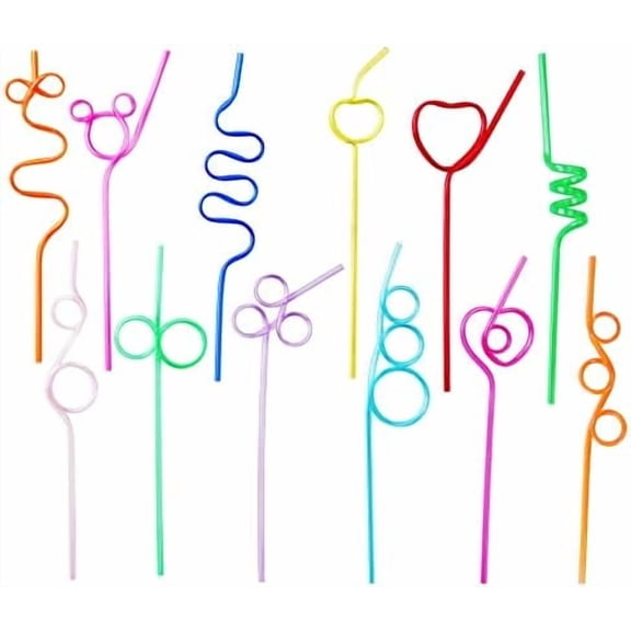 24 Pcs Silly Crazy Straws for Kids Reusable Plastic Loop Curly Crazy Drinking Straws for Classroom Activities Valentines Day Gift Christmas Birthday Wedding Party Supplies Decoration$$