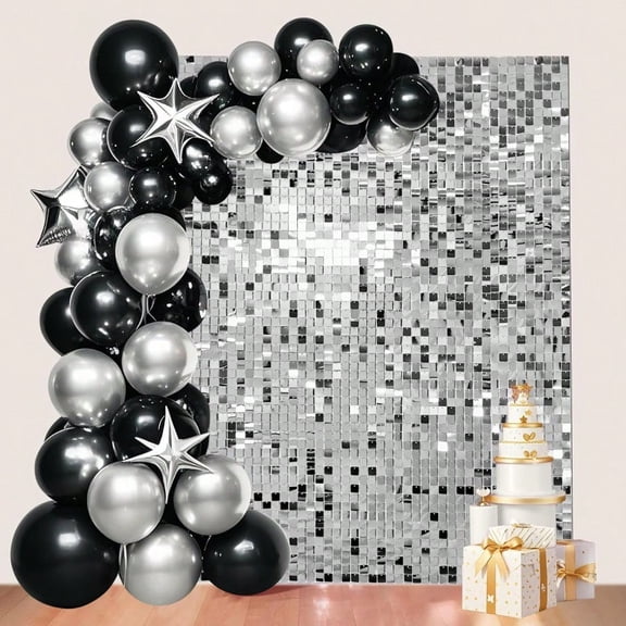 24 Pcs Silver Shimmer Wall Backdrop Panels For Party Decoration 12 Inch X 12 Inch Silver Sequin Backdrop For Birthday Graduation Anniversary Engagement
