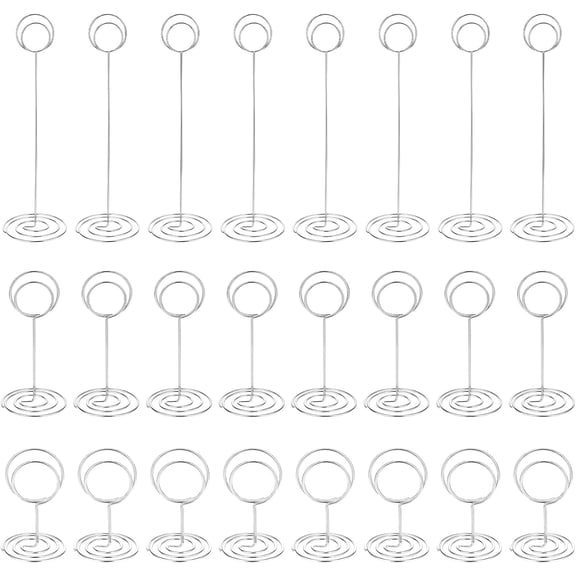 24 Pcs Silver Table Number Holders, 3 Size Wire Place Card Holder, Menu Table Sign Holder Tabletop Sign Memo Note Card Photo Stand Clips for Wedding Birthday Party Centerpieces (220/85/50mm)